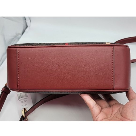 Coach Jes Crossbody in Signature Canvas with Heart Petal Print C7617 Brown Multi - Picture 5 of 8